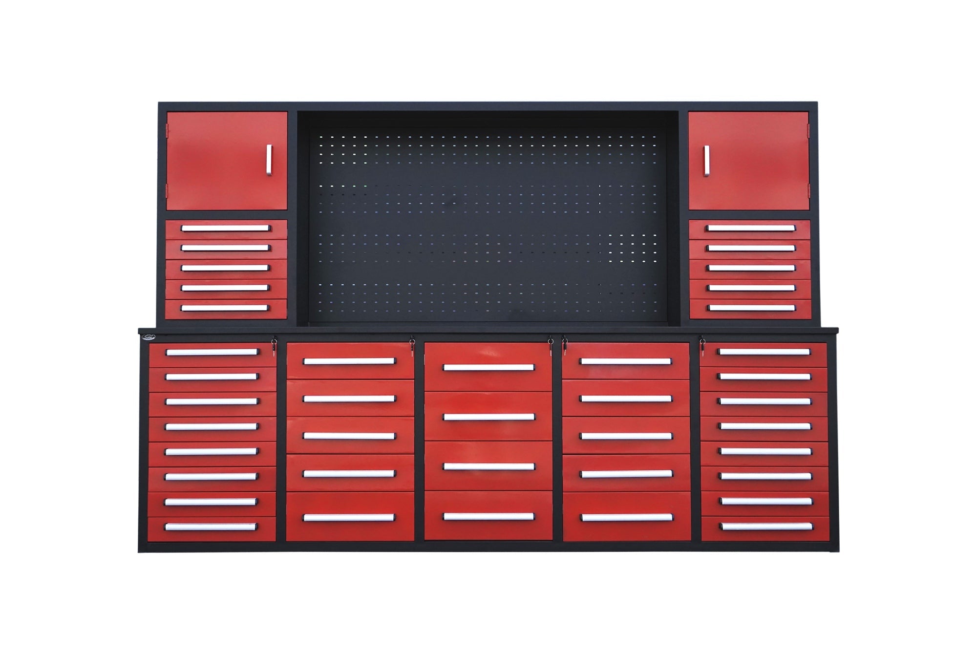 10' Storage Cabinet with Workbench (40 Drawers & 2 Cabinets)#color_red