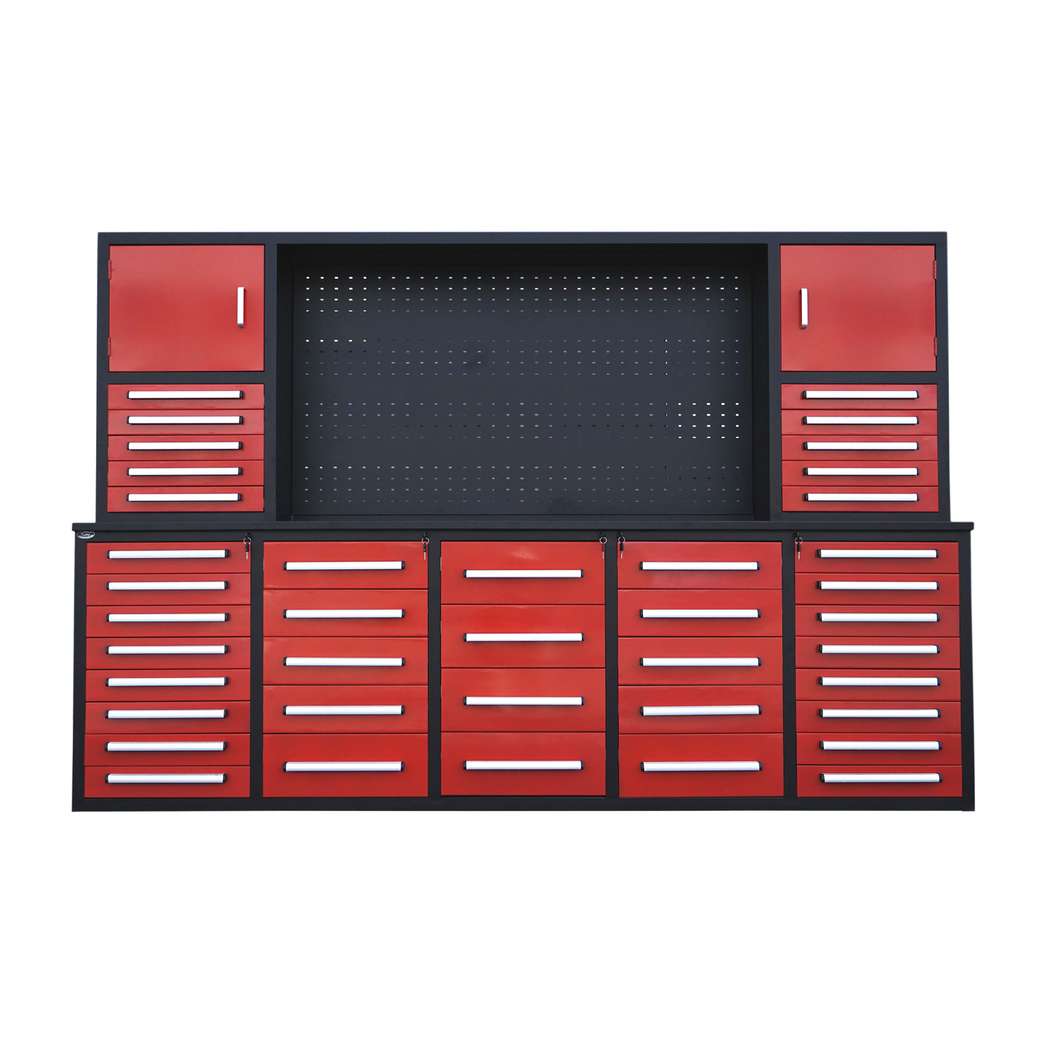 10' Storage Cabinet with Workbench (40 Drawers & 2 Cabinets)#color_red