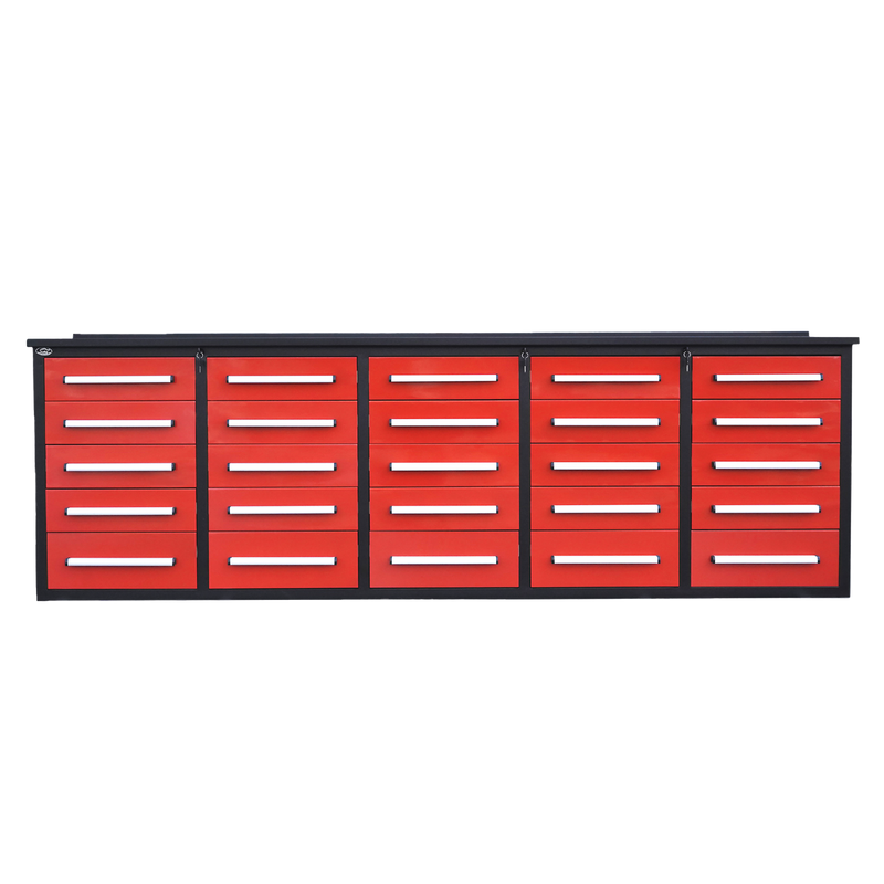 10' Workbench with Storage Drawers (25 Drawers)