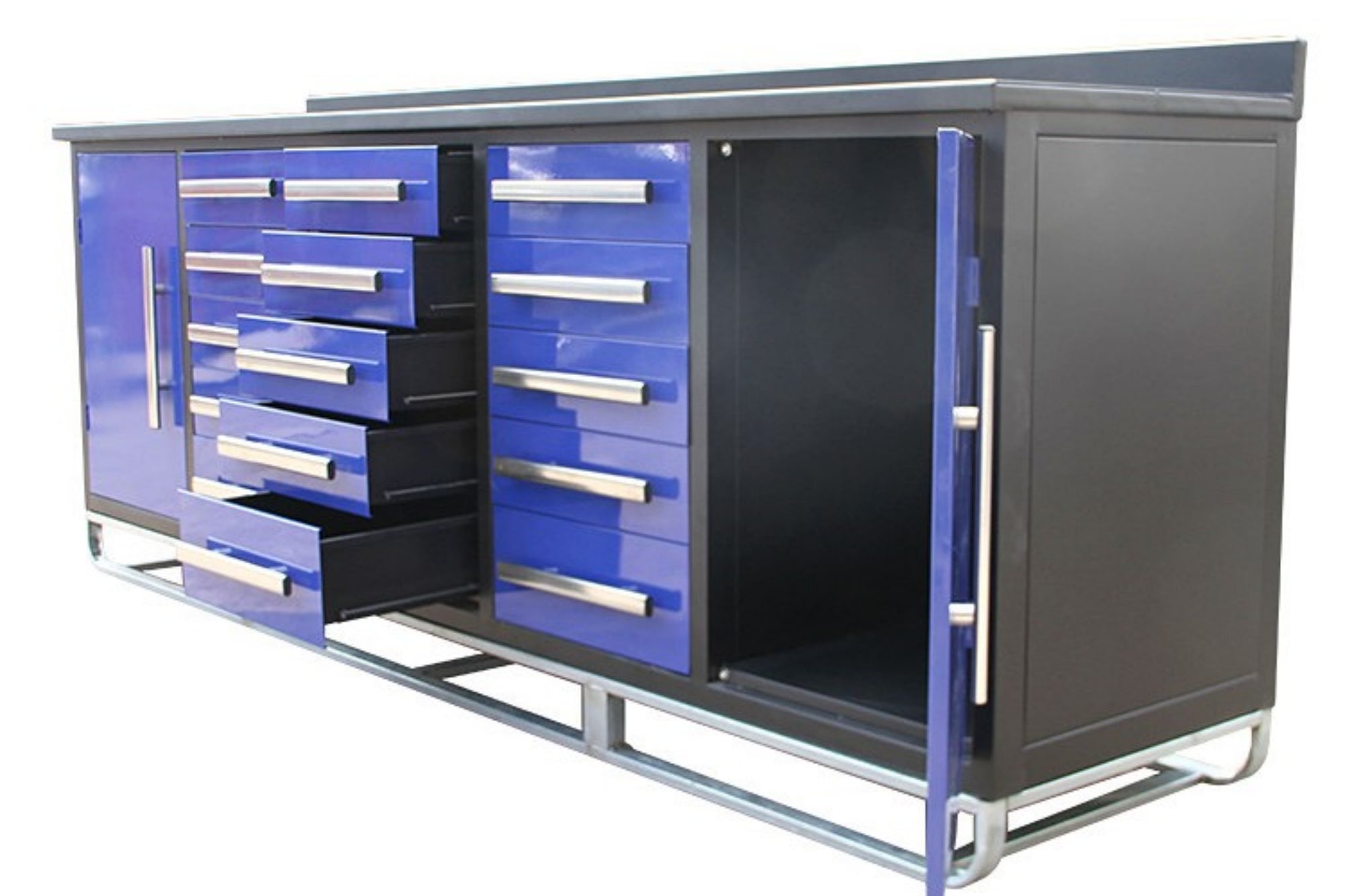 10ft Storage Cabinet (15 Drawers & 2 Cabinets) #color_blue