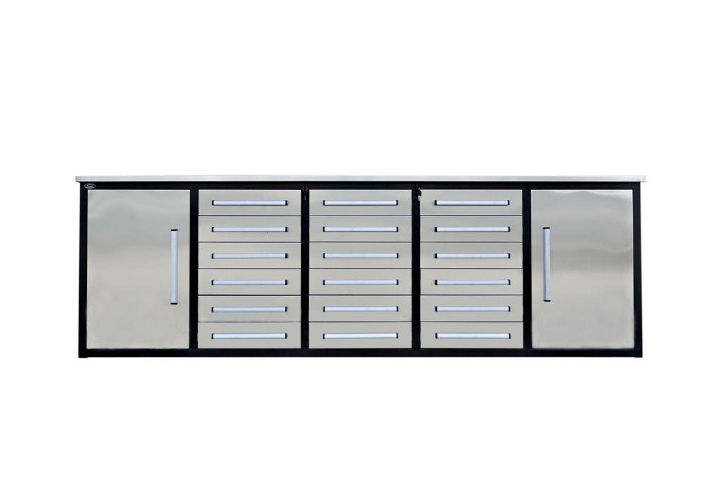 Steelman 7' Garage Storage Cabinet with Workbench (18 Drawers & 4 Cabi