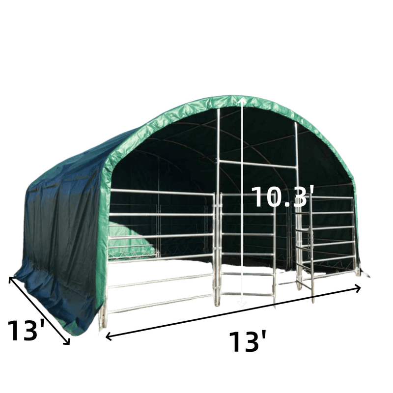 13' x 13' Livestock Corral Shelter with front door