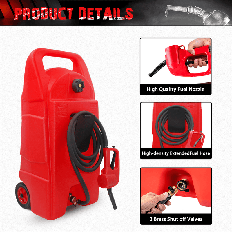 15 Gallon Gas Caddy With Wheels, Fuel Storage Tank