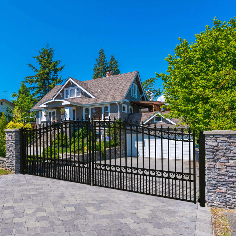 18'x6' Steel Dual Swing Driveway Gate - LONDON Style