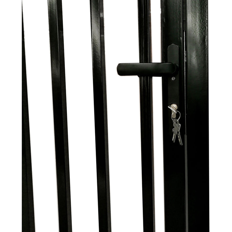 18'x7' Steel Dual Swing Driveway Gate with Built-In Pedestrian Door