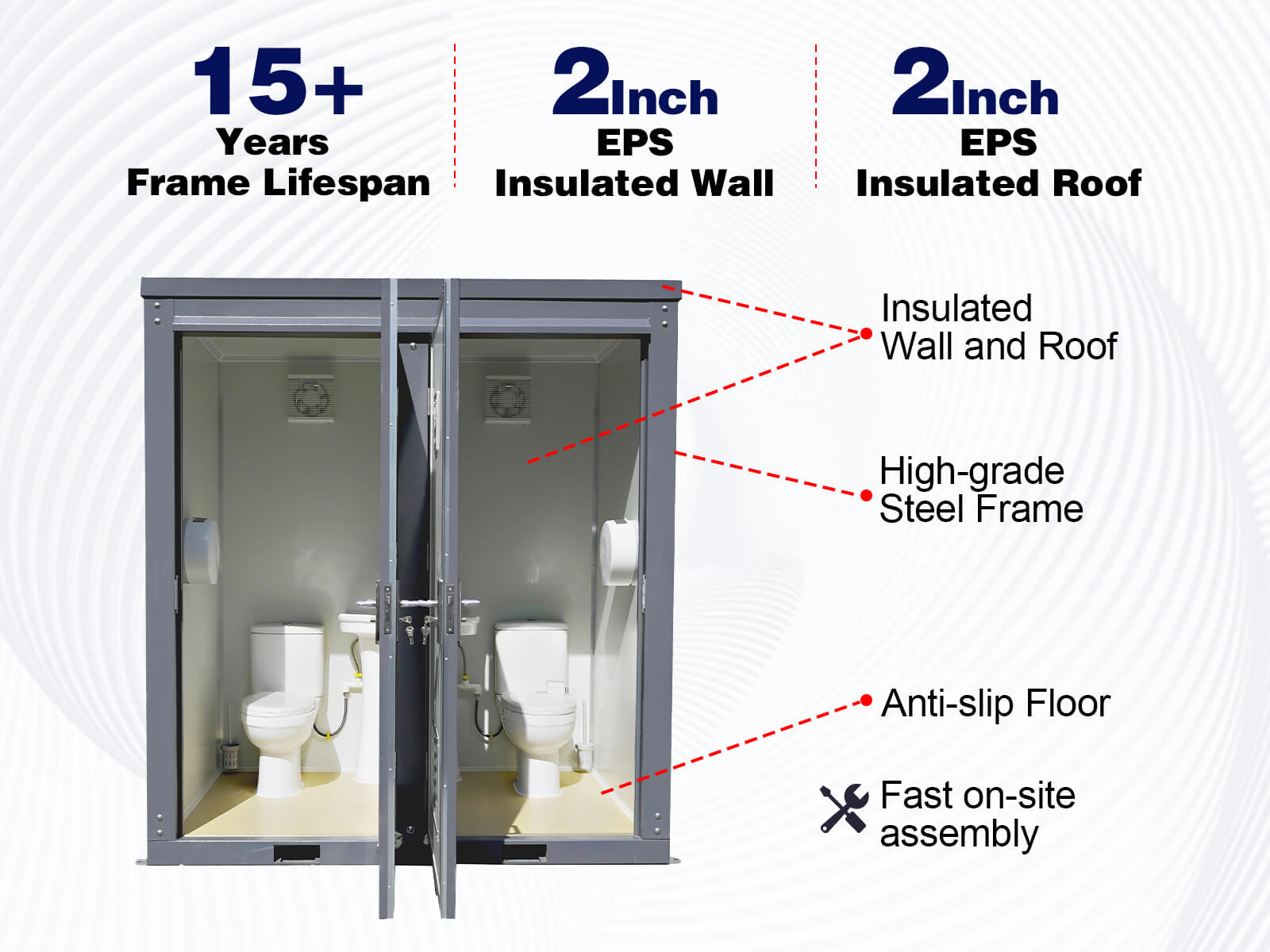 [AS-IS] Dual Portable Restroom w/ Sink Toilet 110V