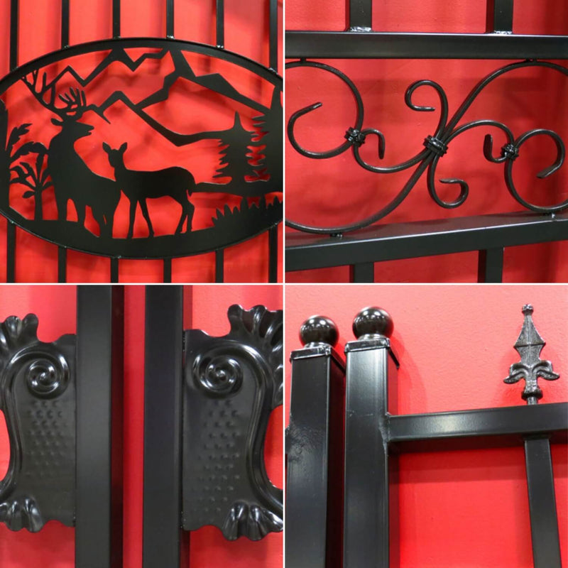 [AS-IS] 20ft Dual Swing Wrought Iron Gate - Deer Decor