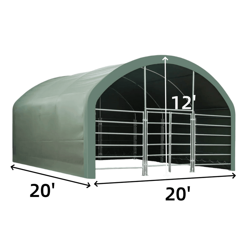 20' x 20' Livestock Corral Shelter with front door