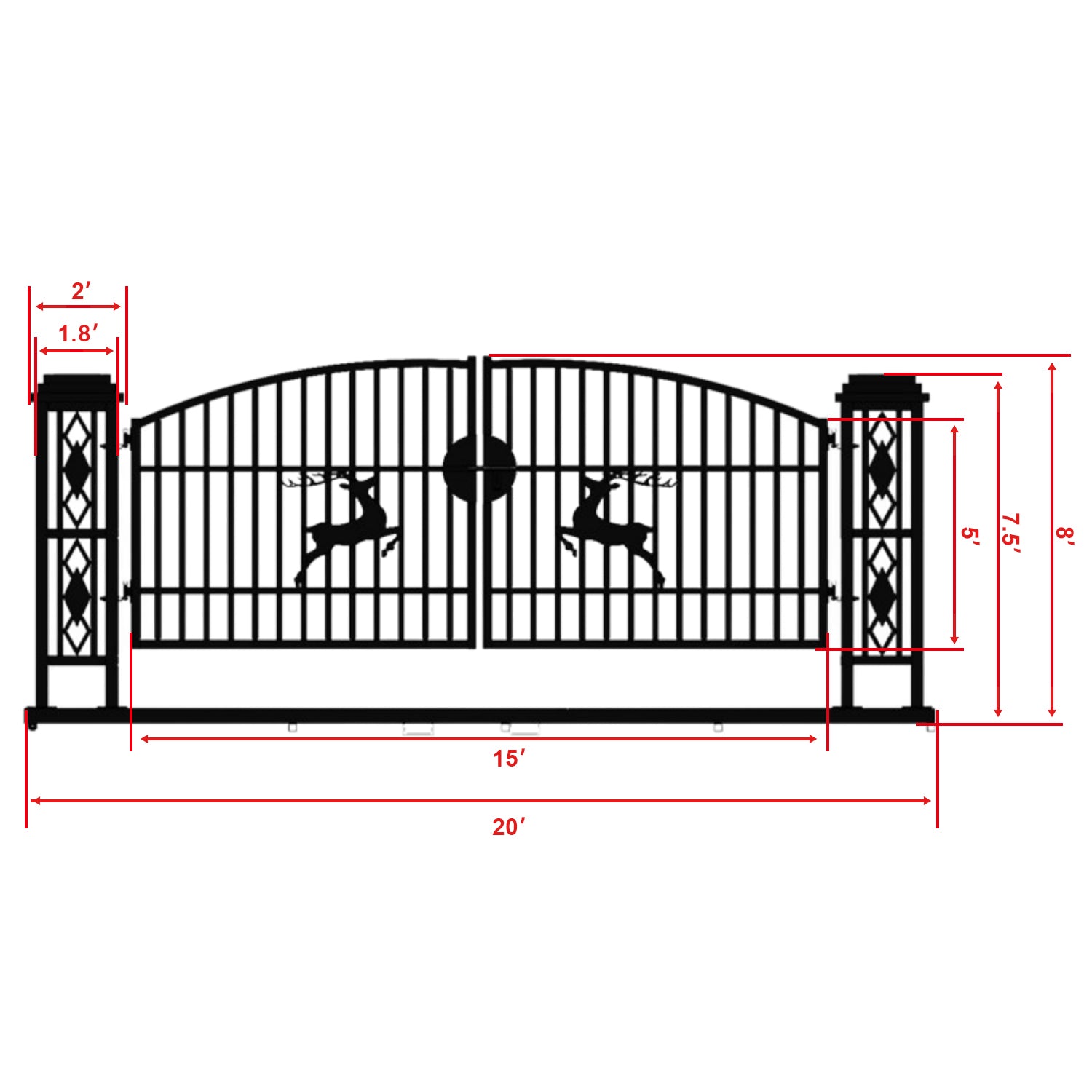 20ft IronGate Single Arch-deer#Style_Single Arc