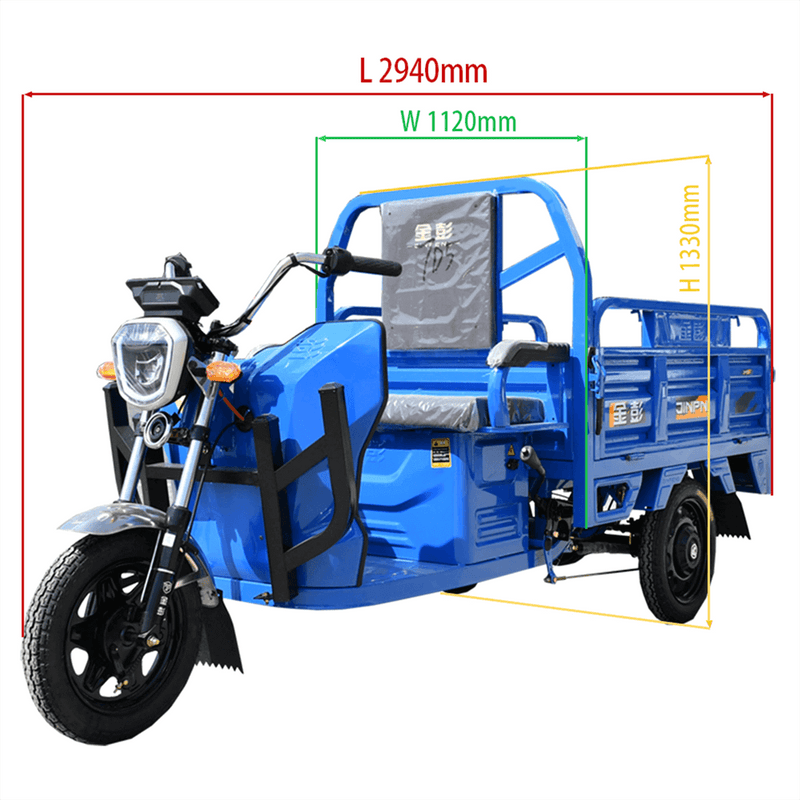 3-Wheel Electric Dumper Tricycle 1650lb Load Capacity