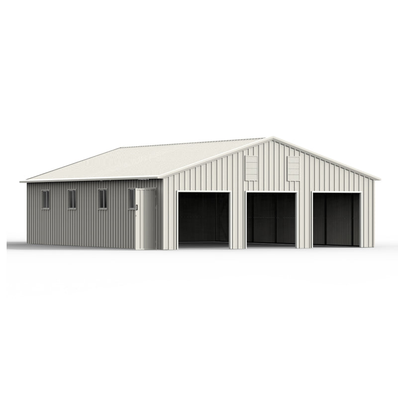 35' x 40' Three Car Garage Shed with Side Entry Door & Windows