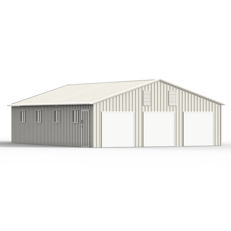 35' x 40' Three Car Garage Shed with Side Entry Door & Windows