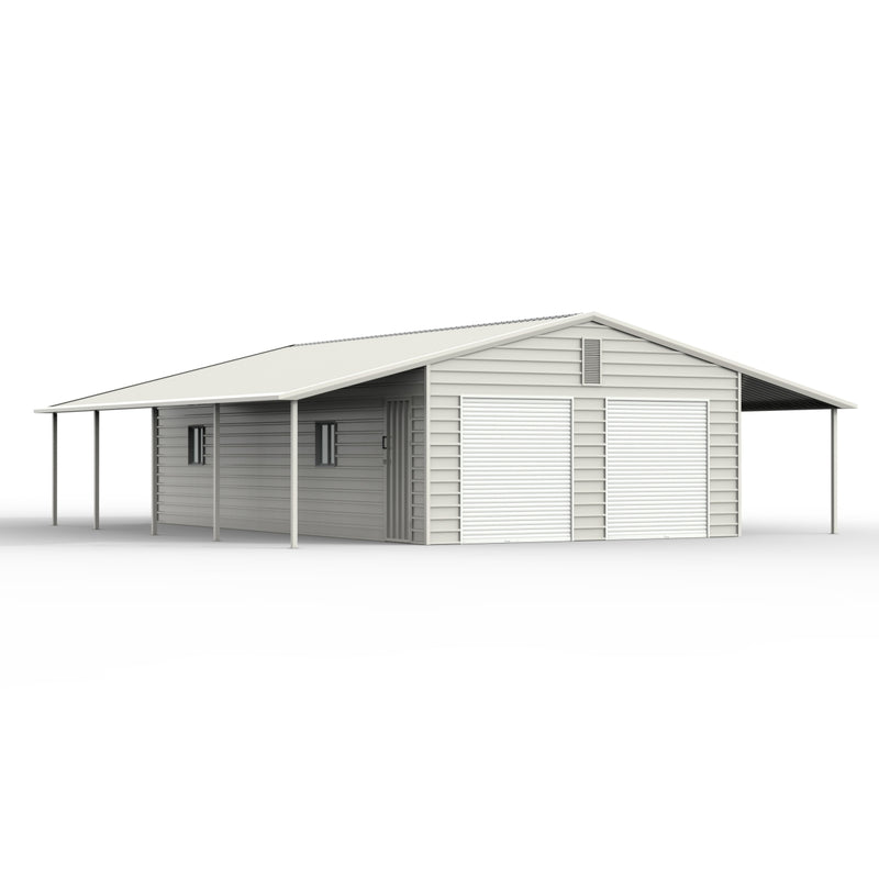 39' x 39' Vertical Steel Carport With Lean-to