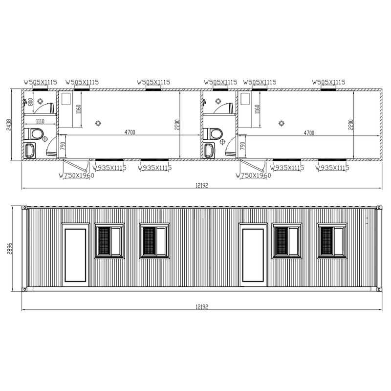 40ft Container House with 2 Bedroom and 2 Bathroom