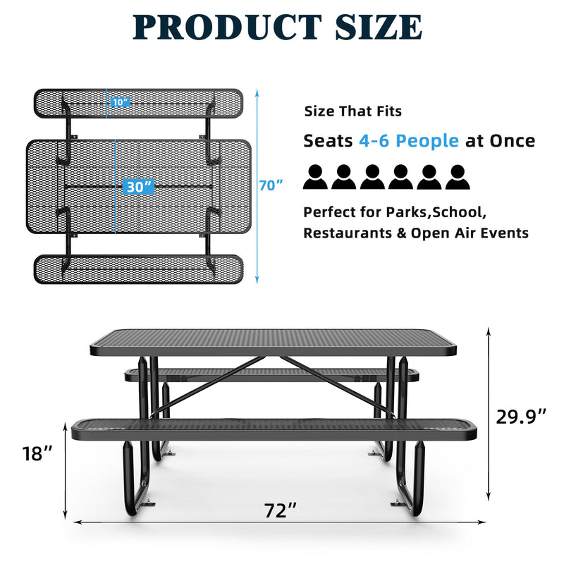 6 ft Metal Picnic Tables