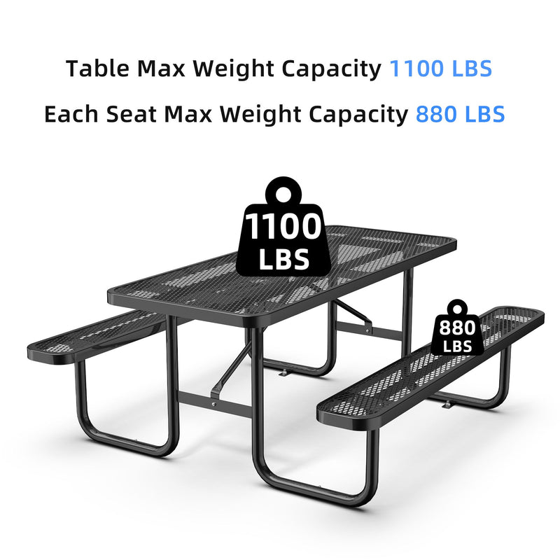 6 ft Metal Picnic Tables