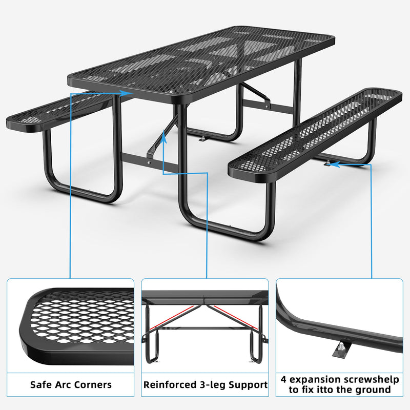 6 ft Metal Picnic Tables