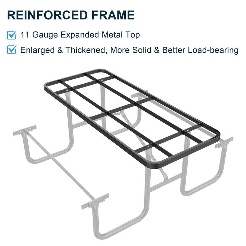 6 ft Metal Picnic Tables for Outdoors, Rectangle Coated Steel Patio Furniture Set