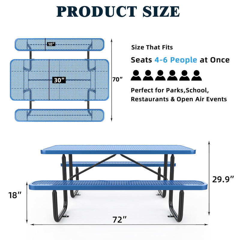 6 ft Metal Picnic Tables