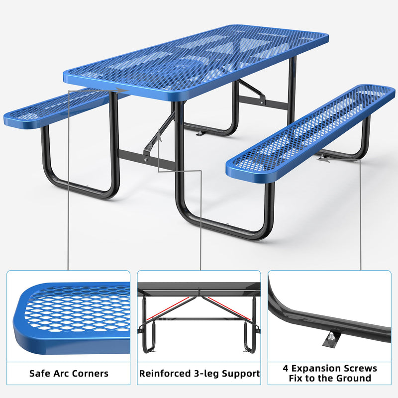 6 ft Metal Picnic Tables