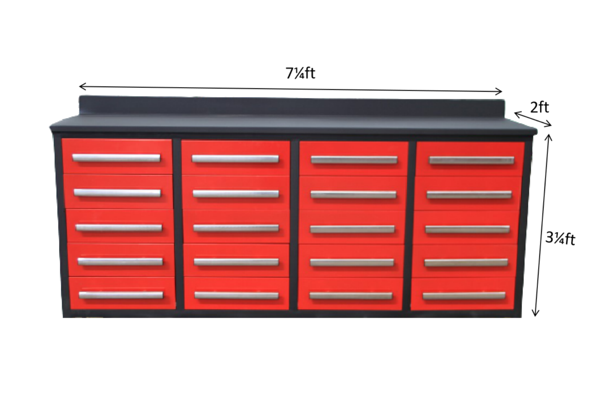 7' Garage Storage Cabinets with Workbench (20 Drawers)#color_red