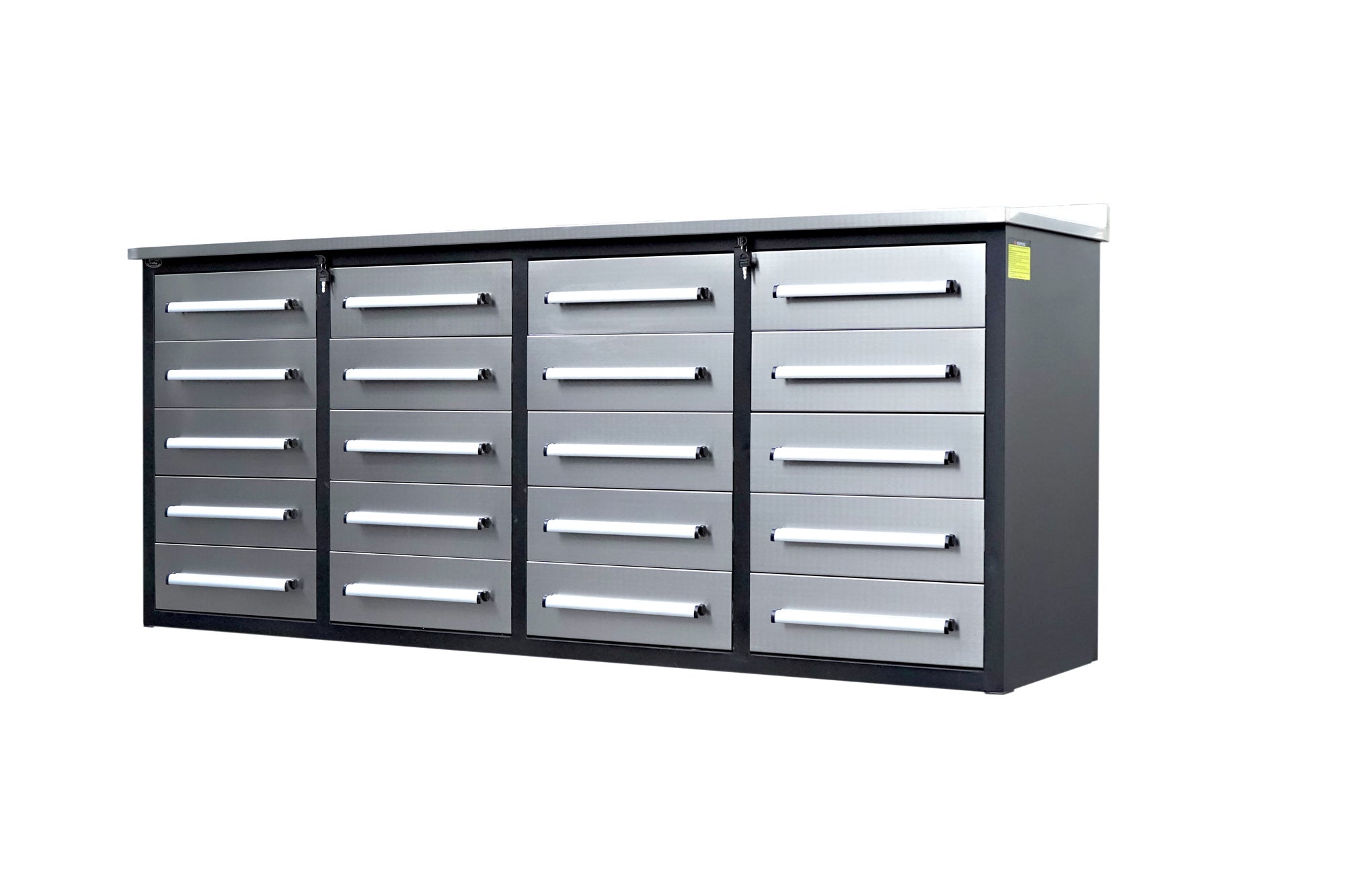 7ft Garage Storage Cabinets with Workbench_20Drawers_#color_silver