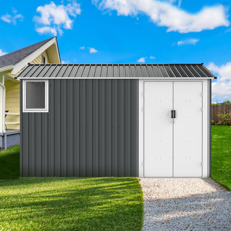 [AS-IS] 8x12 Ft Metal Storage Shed with Double Hinged Doors