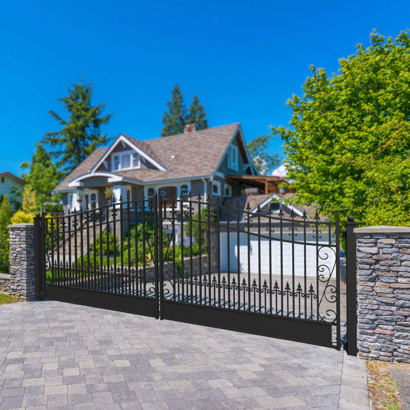 18'x6' Steel Dual Swing Driveway Gate, VENICE Style