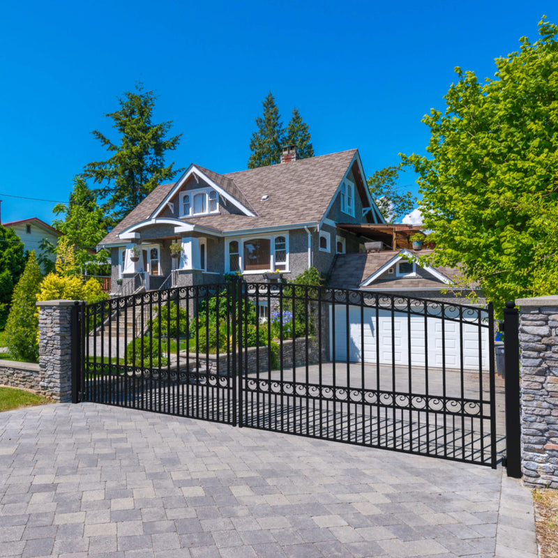 18'x6' Steel Dual Swing Driveway Gate - PARIS Style