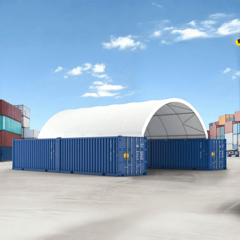 20x40 ft Container Shelter with Closed Back Panel