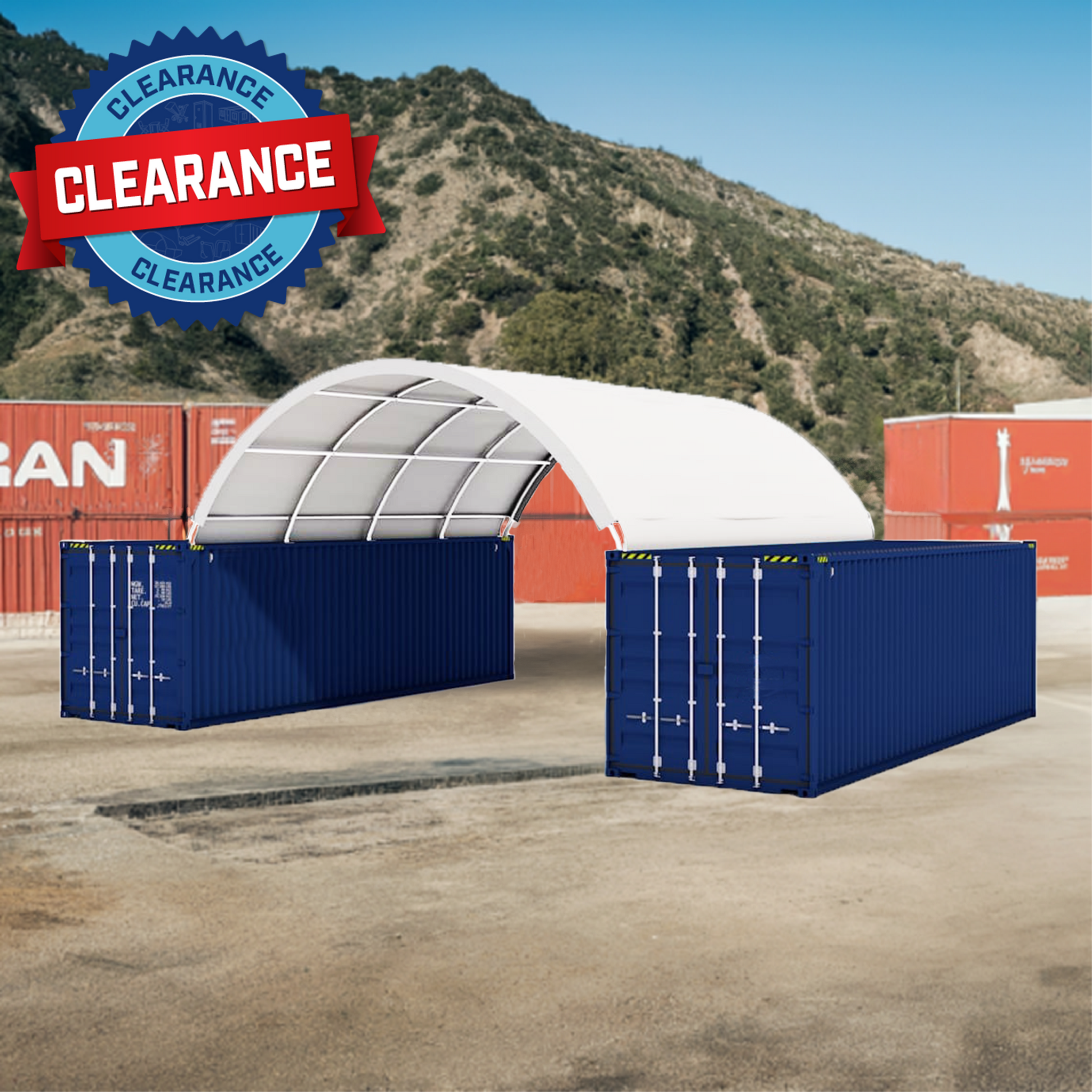 [CLEARANCE] 20' x 20' PE Fabric Container Shelter