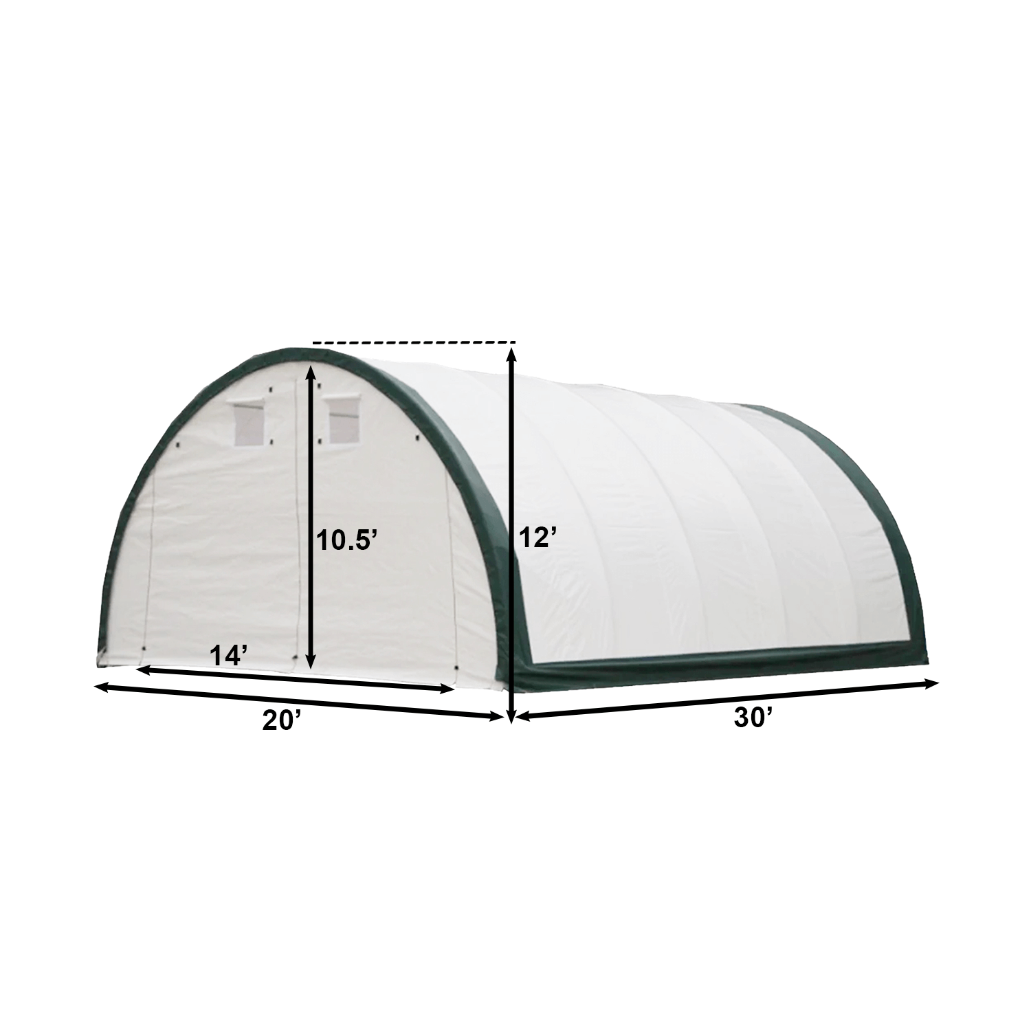 [CLEARANCE] 20' x 30' Arch Wall Storage Tent, 11oz PE Cover & Drive Through Doors