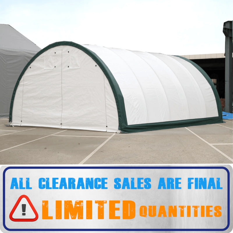 [CLEARANCE] 20' x 30' Arch Wall Storage Tent, 11oz PE Cover & Drive Through Doors