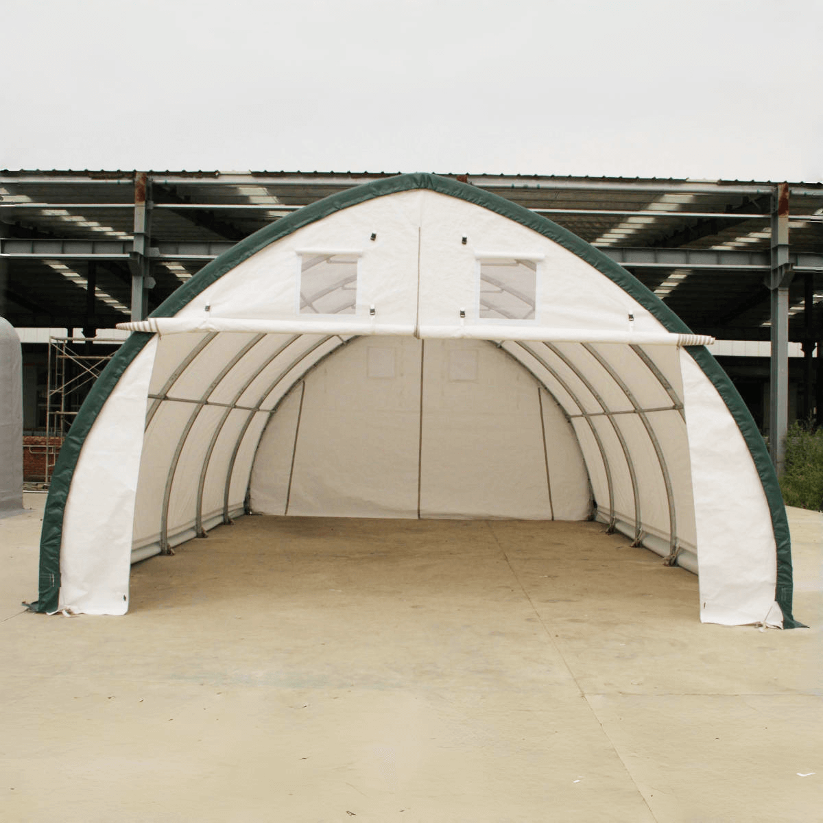 [CLEARANCE] 20' x 30' Arch Wall Storage Tent, 11oz PE Cover & Drive Through Doors