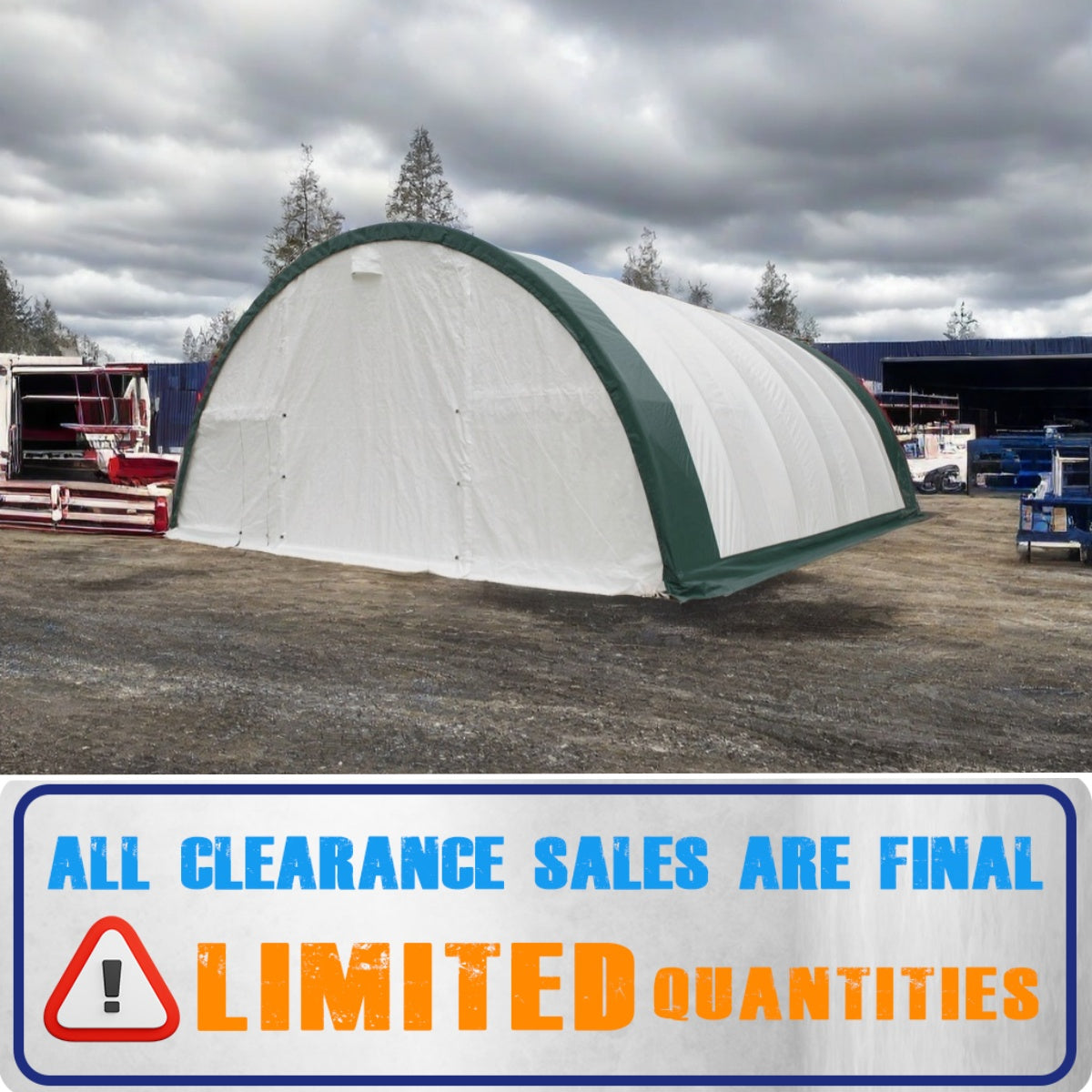 [CLEARANCE] 30' x 40' Arch Wall Storage Tent, 11oz PE Cover & Drive Through Doors