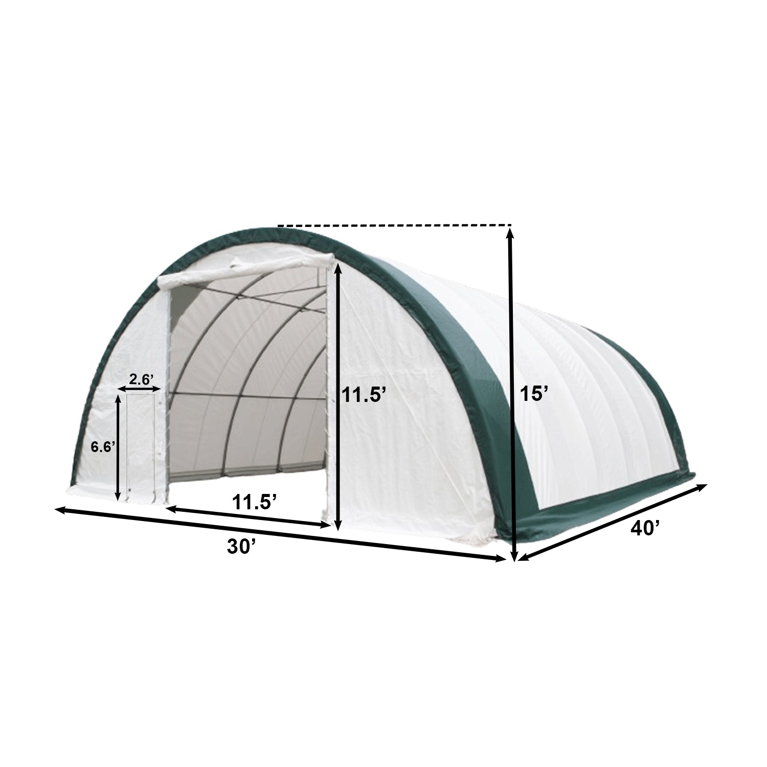 [CLEARANCE] 30' x 40' Arch Wall Storage Tent, 11oz PE Cover & Drive Through Doors