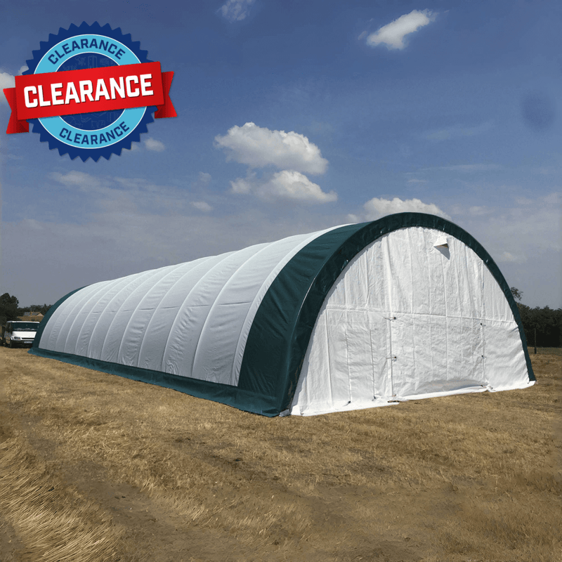 [CLEARANCE] 40' x 80' Arch Wall Storage Tent, 11oz PE Cover & Drive Through Doors