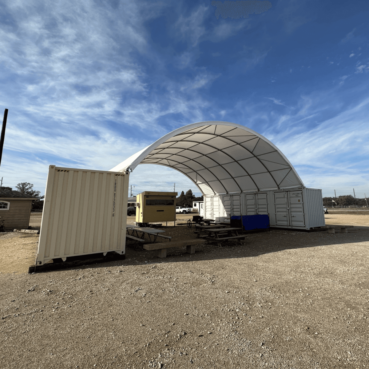 [AS-IS] 40' x 40' Container Shelter with 11oz PE Cover