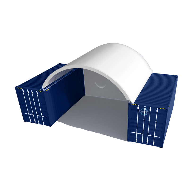 20x20 ft Container Shelter with Closed Back Panel Overview