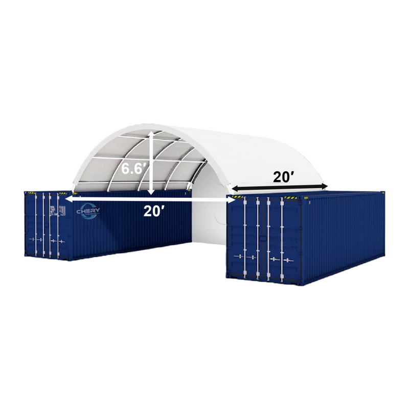 20x20 ft Container Shelter with Closed Back Panel Dimension