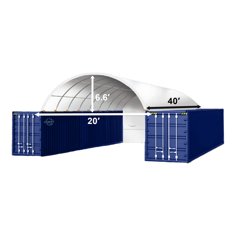 20x40 ft Container Shelter with Closed Back Panel Dimension