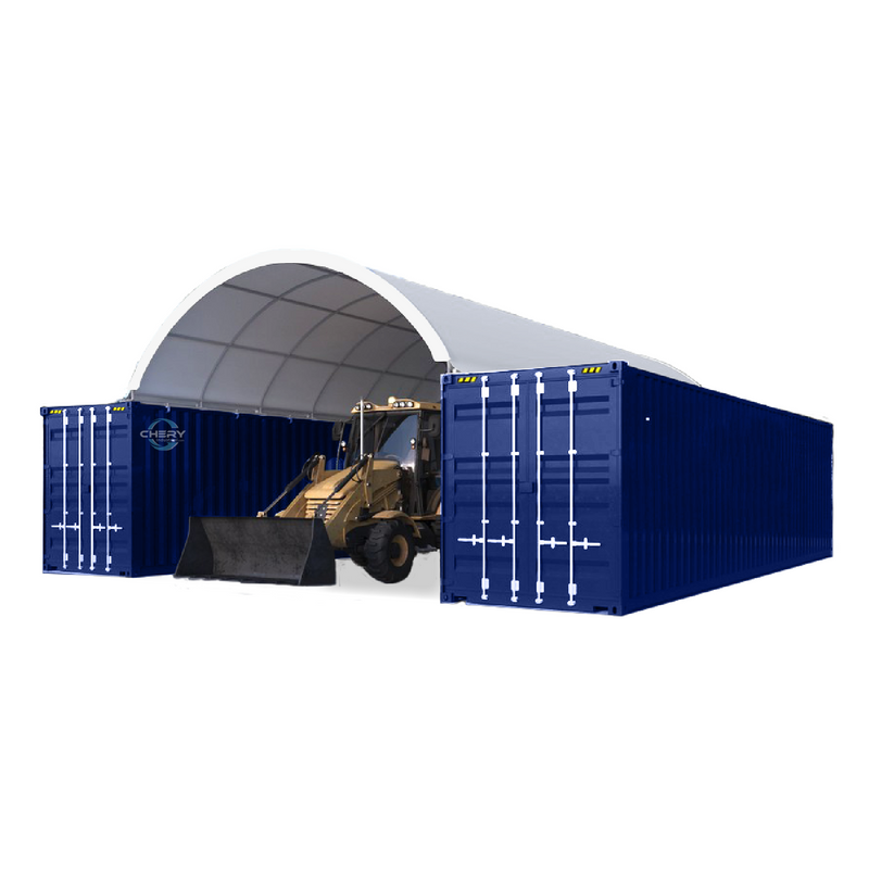 20x40 ft Container Shelter with Closed Back Panel Scene