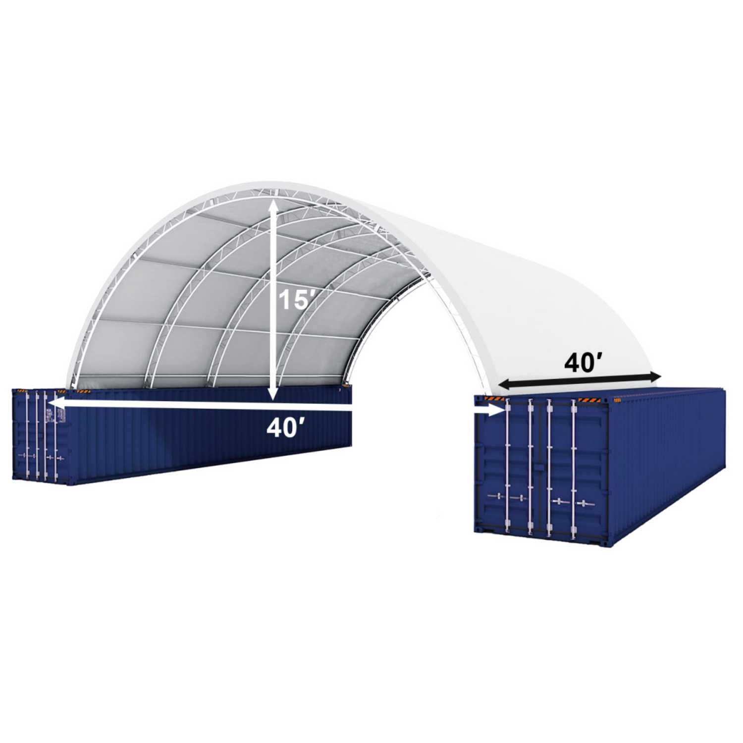 Shipping Container Canopy Shelter Double Truss 40'x40'x15' Dimension