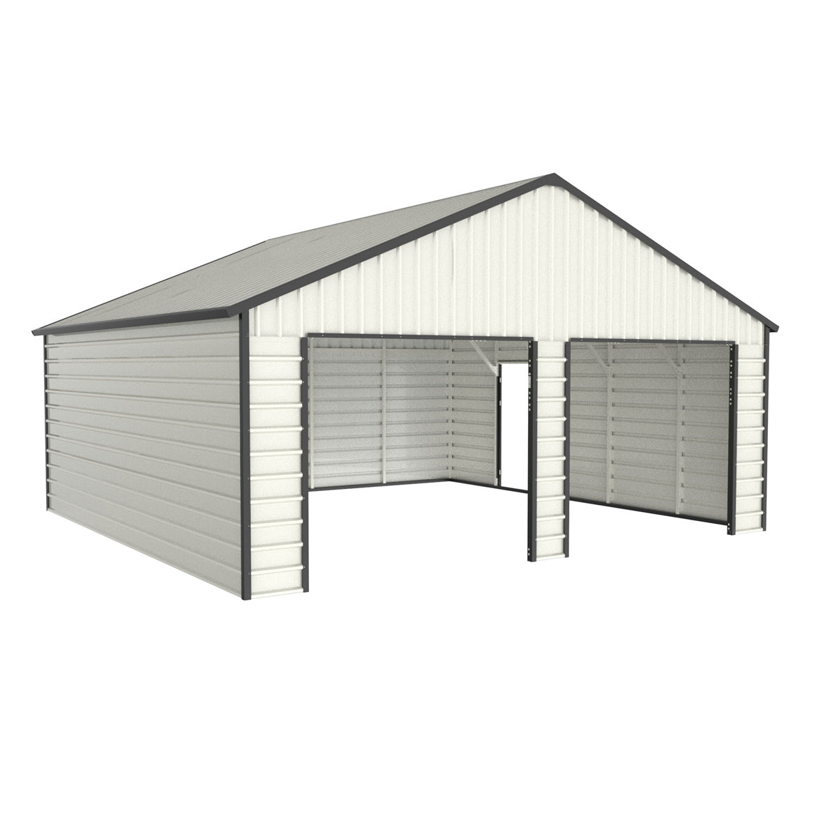 23' x 22' Double Garage Metal Shed with Side Entry Door