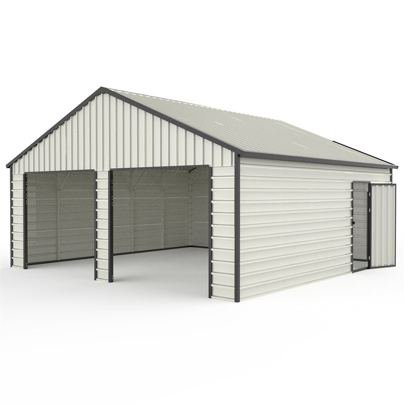 23' x 22' Double Garage Metal Shed with Side Entry Door