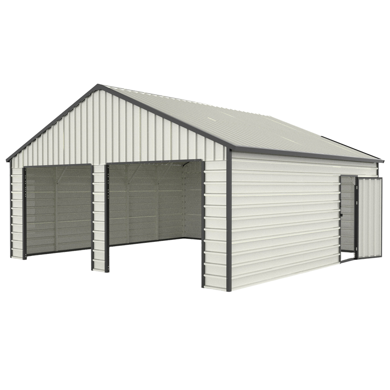 23' x 22' Double Garage Metal Shed with Side Entry Door