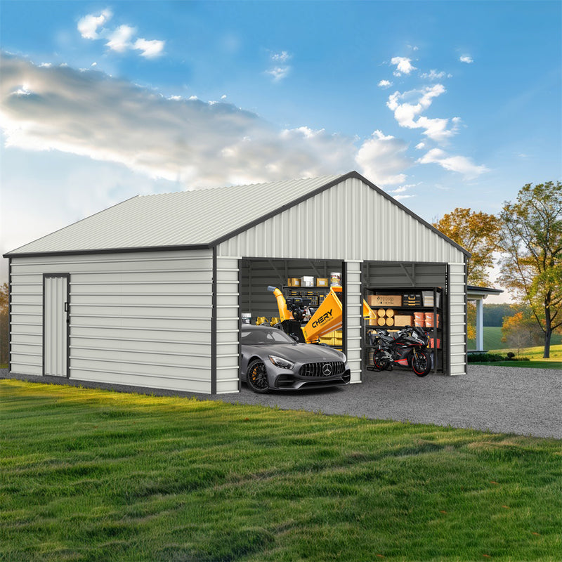 23' x 22' Double Garage Metal Shed with Side Entry Door