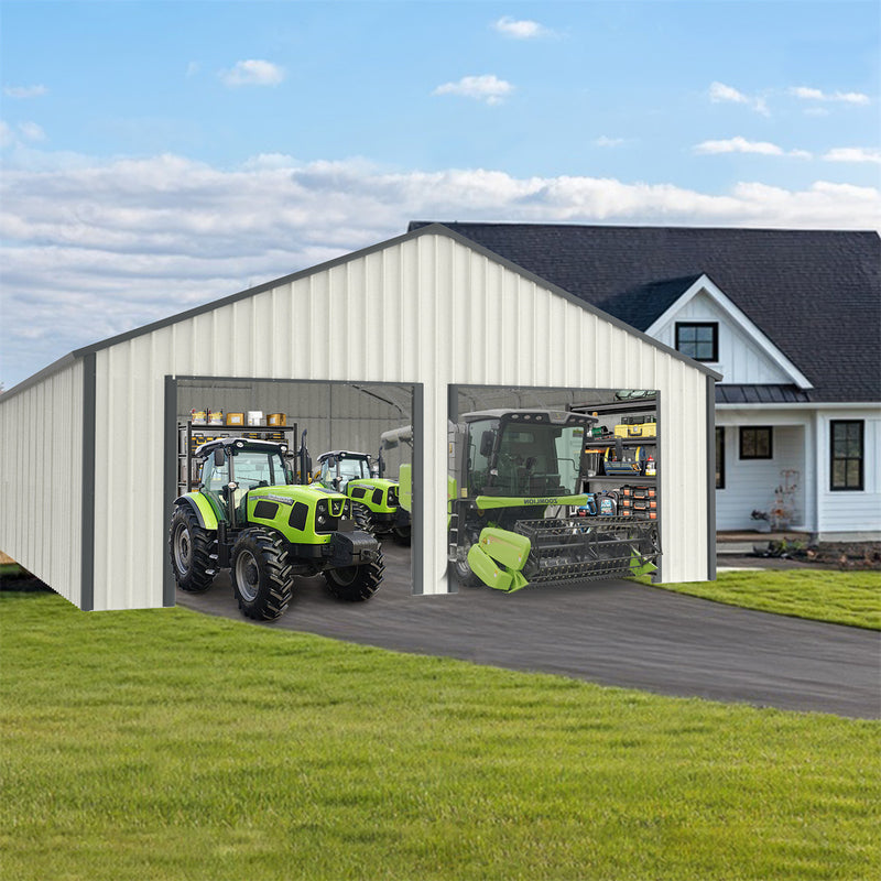 25' x 33' Double Garage Metal Shed with Side Entry Door