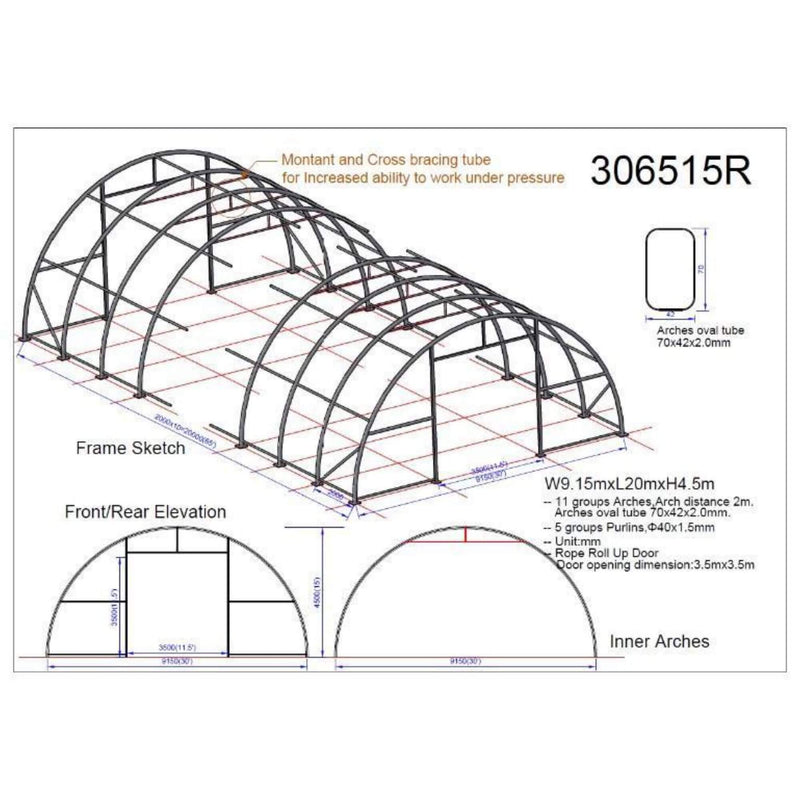 [AS-IS] Single Truss Arch Storage Shelter W30'xL65'xH15'