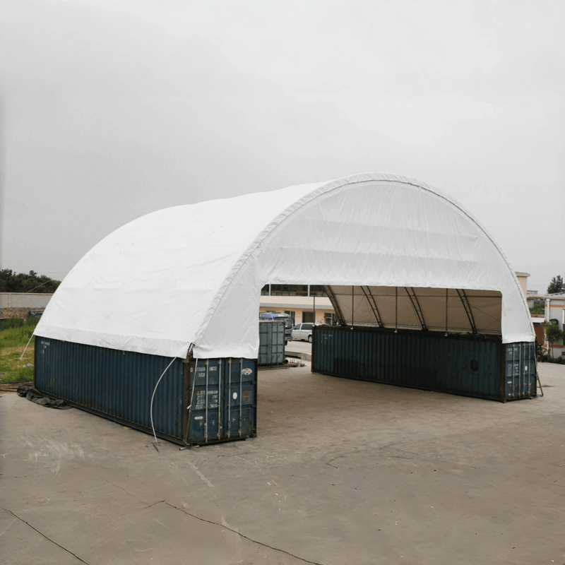 Double Truss Shipping Container Canopy Shelter 60'x40'x15'